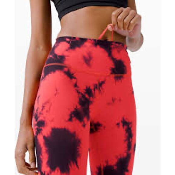 Lululemon Wunder Train High-Rise Tight 25" *Wash Tie Dye Carnation Red Black - Picture 9 of 14